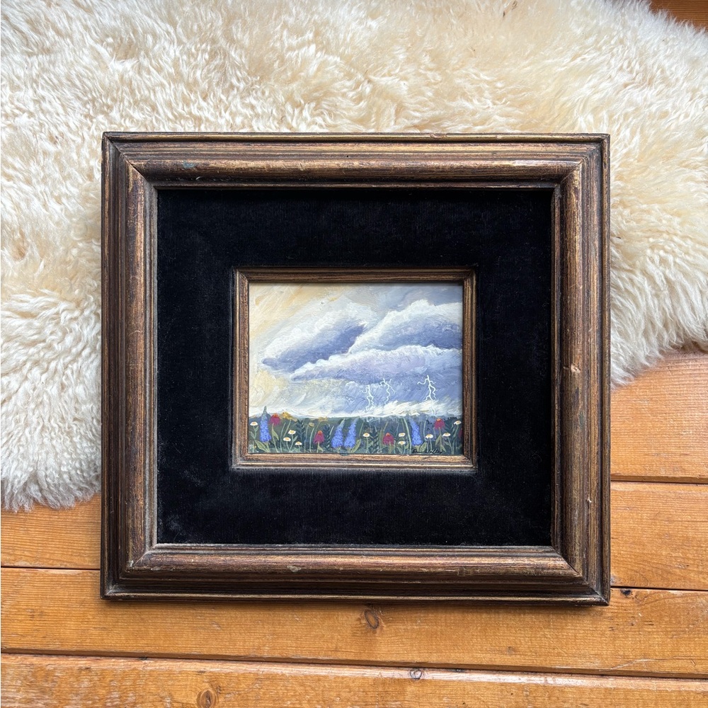 Original Thunderstorm Painting with Vintage Frame - Picture 3 of 11